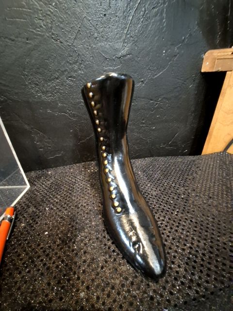 Black Ceramic Boot, 7" × 3" x 7"