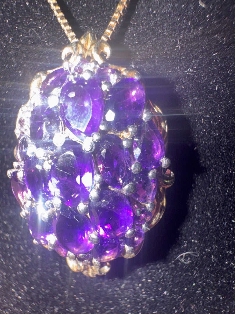 Amethyst pendant on sterling chain