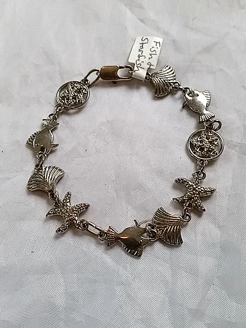 Silver Fish and starfish bracelet
