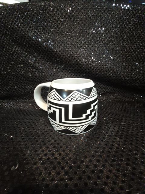 Black & White Geometric Pattern The Treasure Chest Coffee Mug, 3"