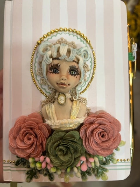 Olive/Pink Victorian clay notebook