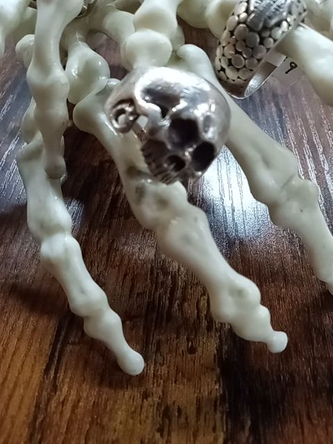Sterling skull biker ring
