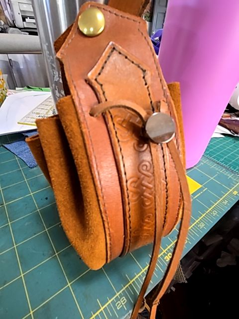 Leather tooled celtic belt pouch