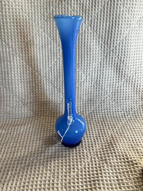 Blue German Cobalt Handled Vase, 12”