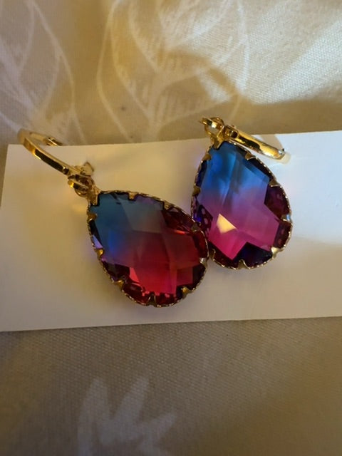 Ombré gold tone dangle earrings