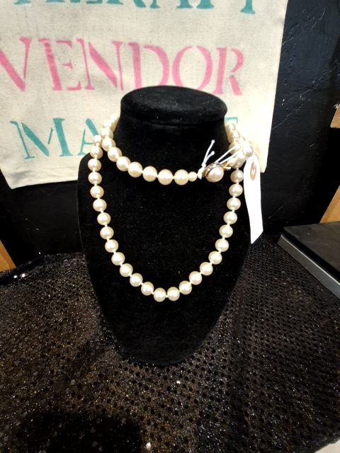 Vintage Faux Pearl Necklace, 29"