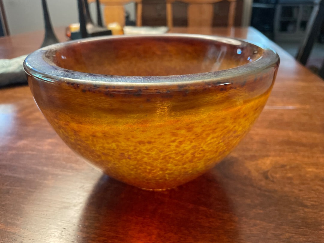 Amber Glass bowl, Approx 7"d x 4"h