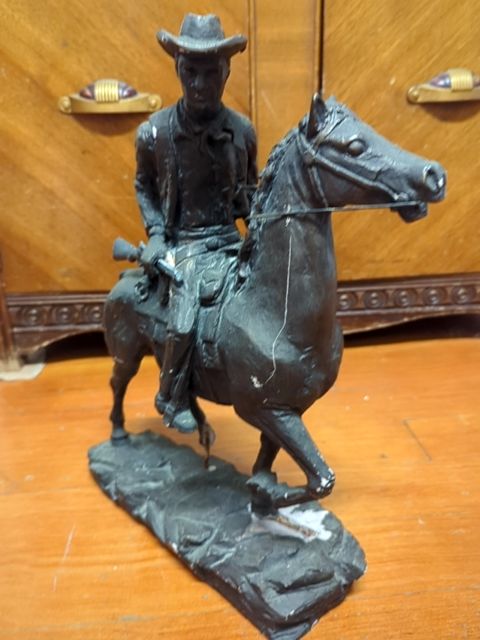 Cowboy Chalkware Sculpture "Missing a Foot"