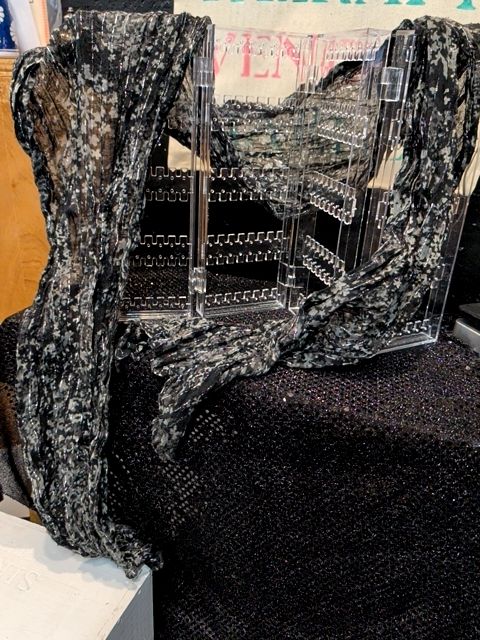 Black and Grey Scarf with silver tone streaks