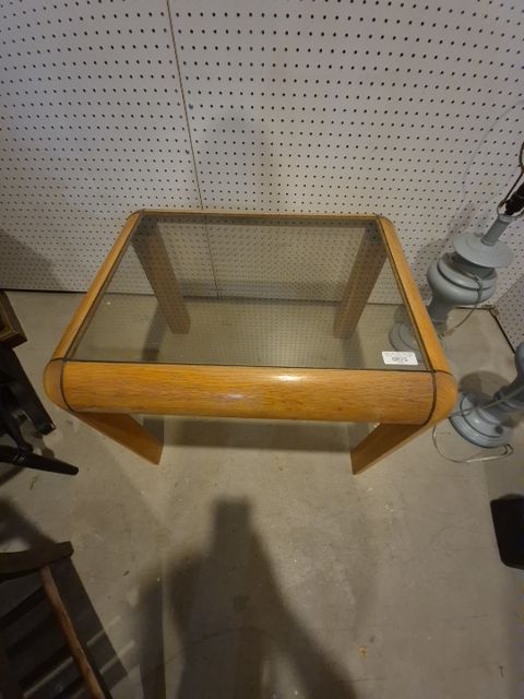 Glass and Oak Side Table