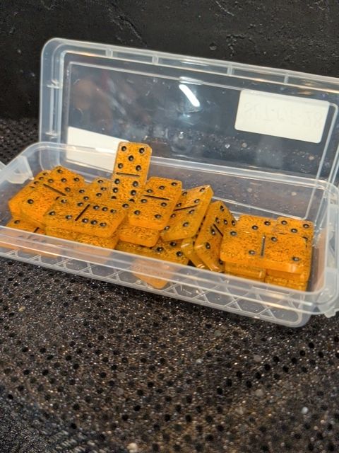 Orange & Black Handmade One Player Dominos Set of 28