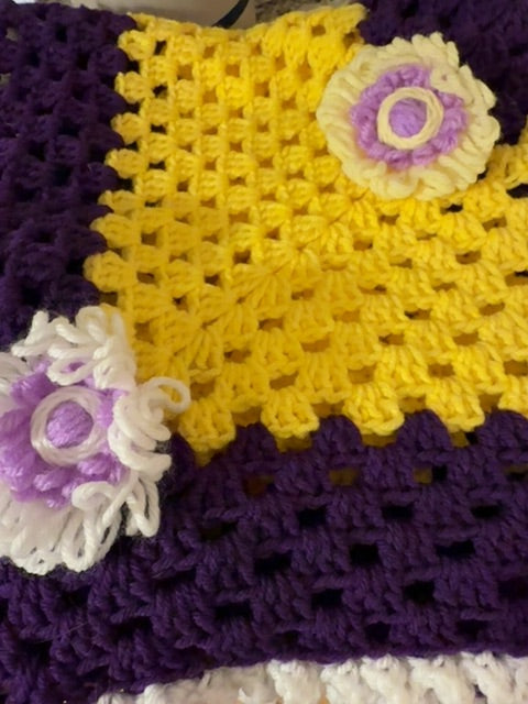Purple yellow Homemade Afghan Blanket