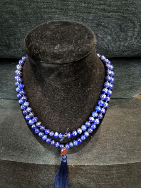 Blue Lapis Lazuli Mala Neclace, 40"