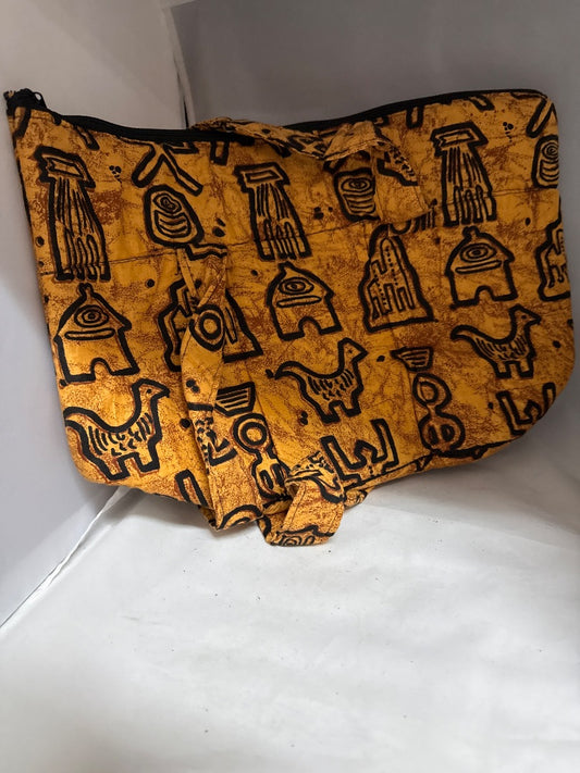 Orange African made Handbag, Medium