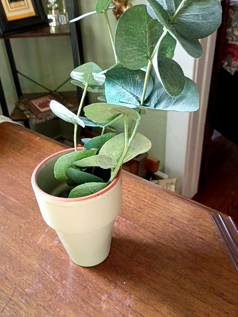 Green Green porcelain vase 5" x 4", faux branch