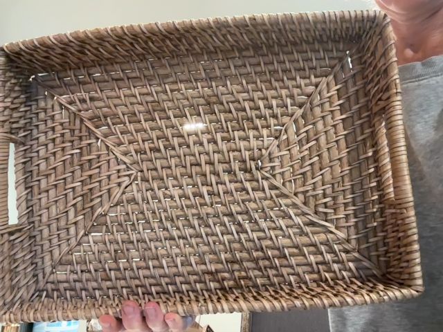 Tan Made in the Philippines Rattan Serving tray, 17"w x 12"D x 2 1/2 H