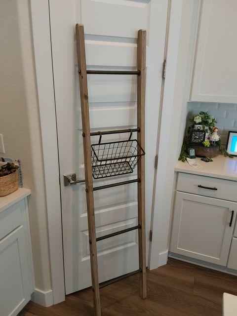 Wood and metal Decorative Towel Rack, 6 ft tall x 16 in wide