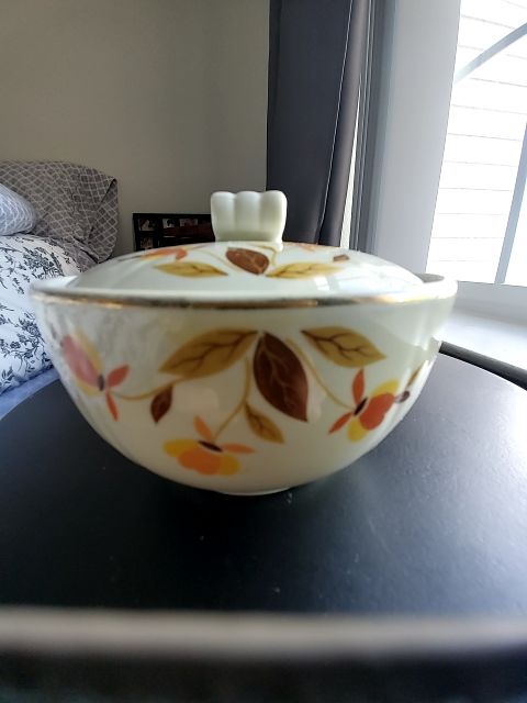 Autumn leaf Halls superior china Covered grease jar