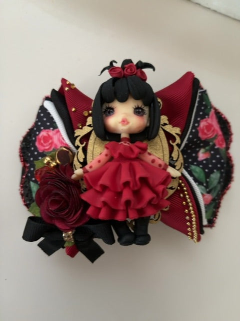 Red/black MysticalCreationsByMaira Lydiaa OOAK clay hairbow
