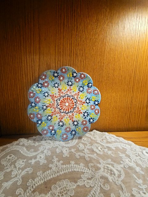 light blue  Handpainted Turkish trivet lightblueLR
