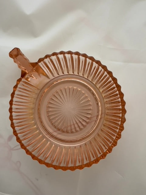 Pink Anchor Hocking Pink Depression Etched Tidbit, 4”