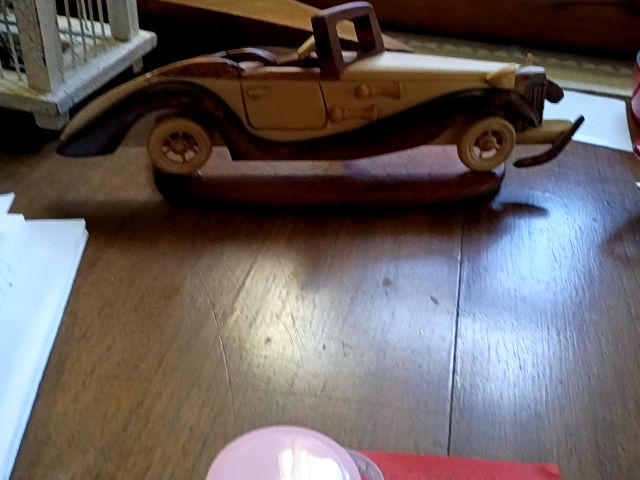 Handcrafted teak 12 x 3.5. roadster on wood base