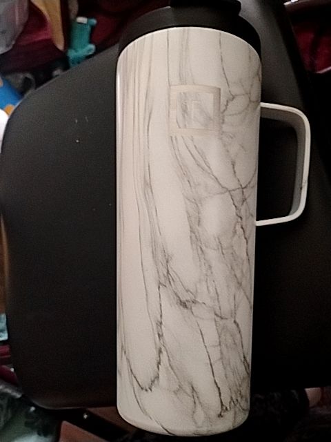 White Carrara Marble Iron Flask Iron flask Carrara Marble, 24 OZ