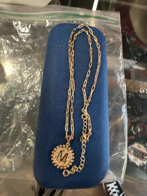Gold M Necklace