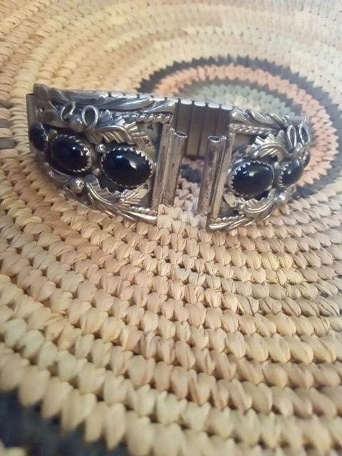 Sterling silver/onyx Robert bercenti Watch band, Mens