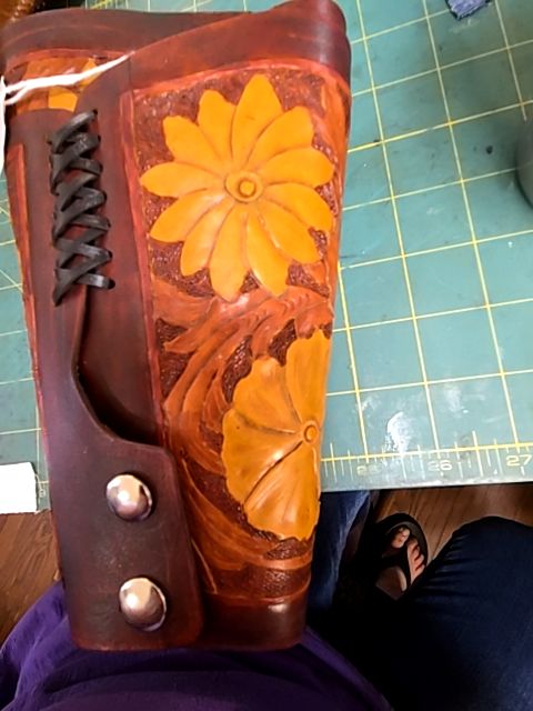 Leather tooled wrist guard
