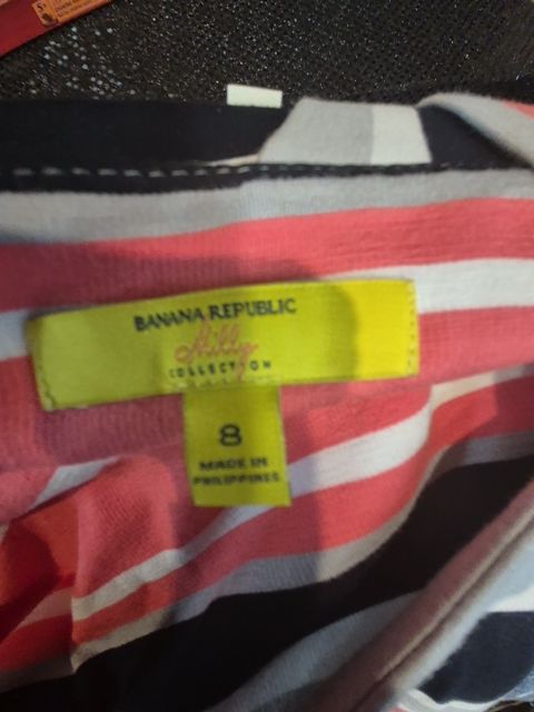 Coral, Navy, Grey, & White Chevron Stripes Banana Republic Sleeveless Milly Collection, 8