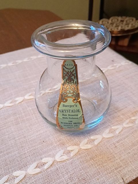 Vintage clear glass hair dressing bottle