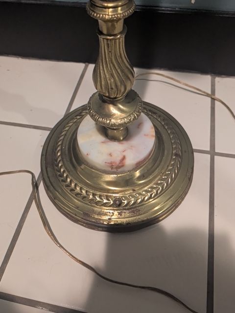 Vintage Brass Floor Lamp w/Marble Base, 52.5"
