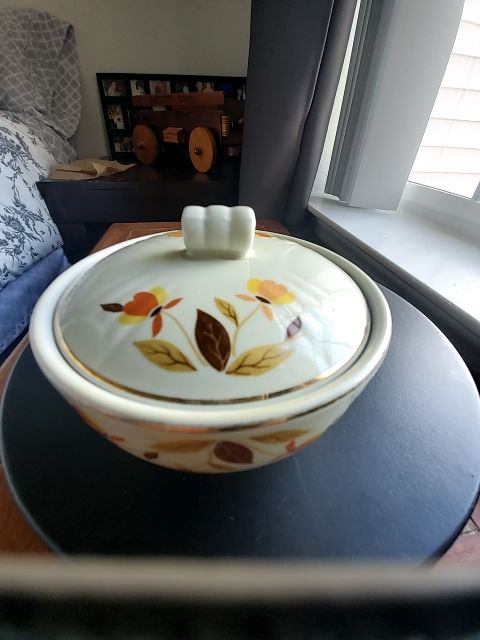 Autumn leaf Halls superior china Covered grease jar