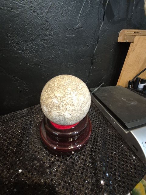Druzy Agate Ball, 3.5"/90 mm, Wht, brn, gry