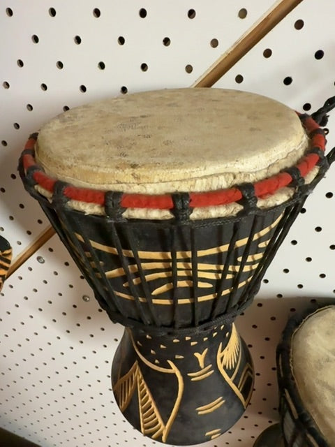 Black African made Hand Drum, Medium