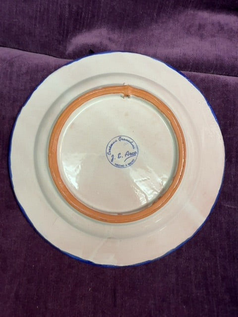 Blu/Wht J.E. Arco Handpainted Fajalauza Plate, 7.75