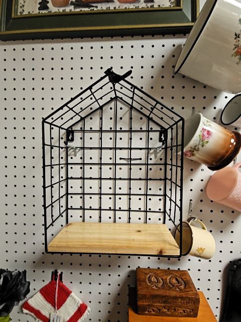 BLACK WIRE BIRD SHELF SM JC
