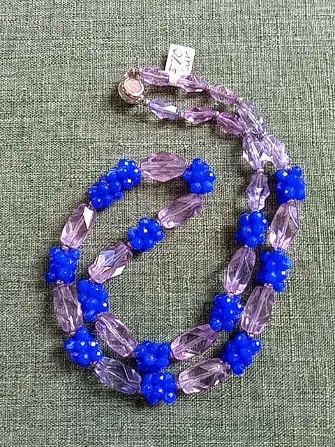 Blue Beaded cluster necklace