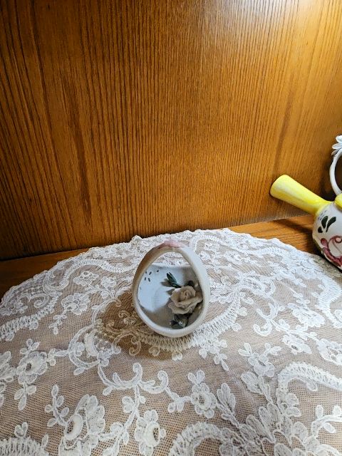 Vintage small porcelain  flower basket LR