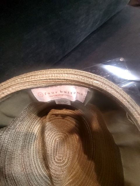 Sage & Tan Four Buttons Straw Fedora Hat, Womens O/S