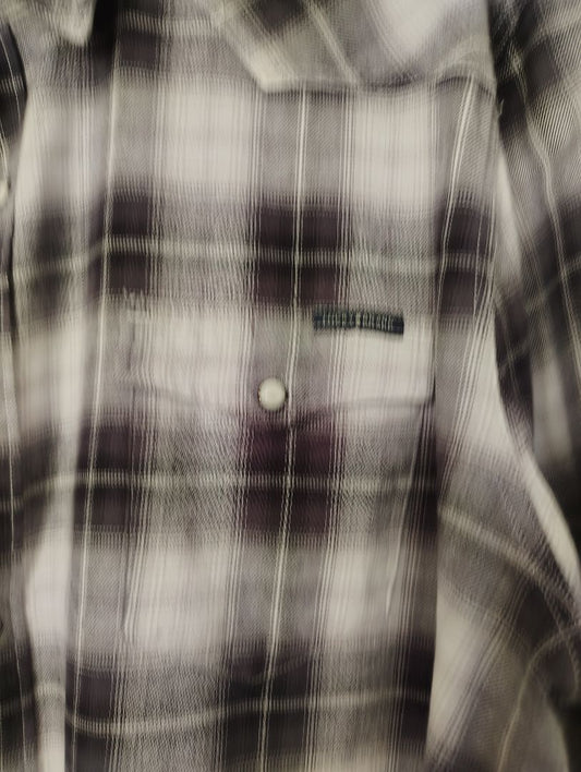 Black and White Lucky Brand Snap Front Shirt Plaid Long Sleeve, xxl