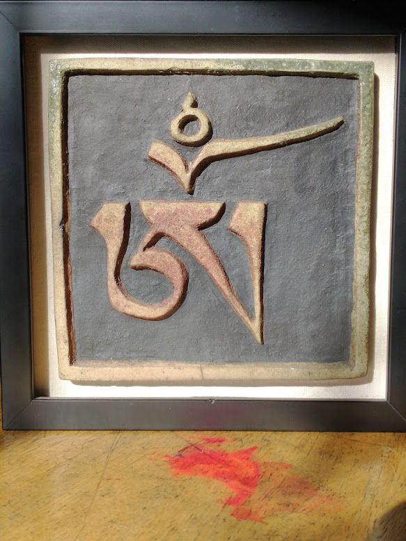 Tibetan Om Raku Tile