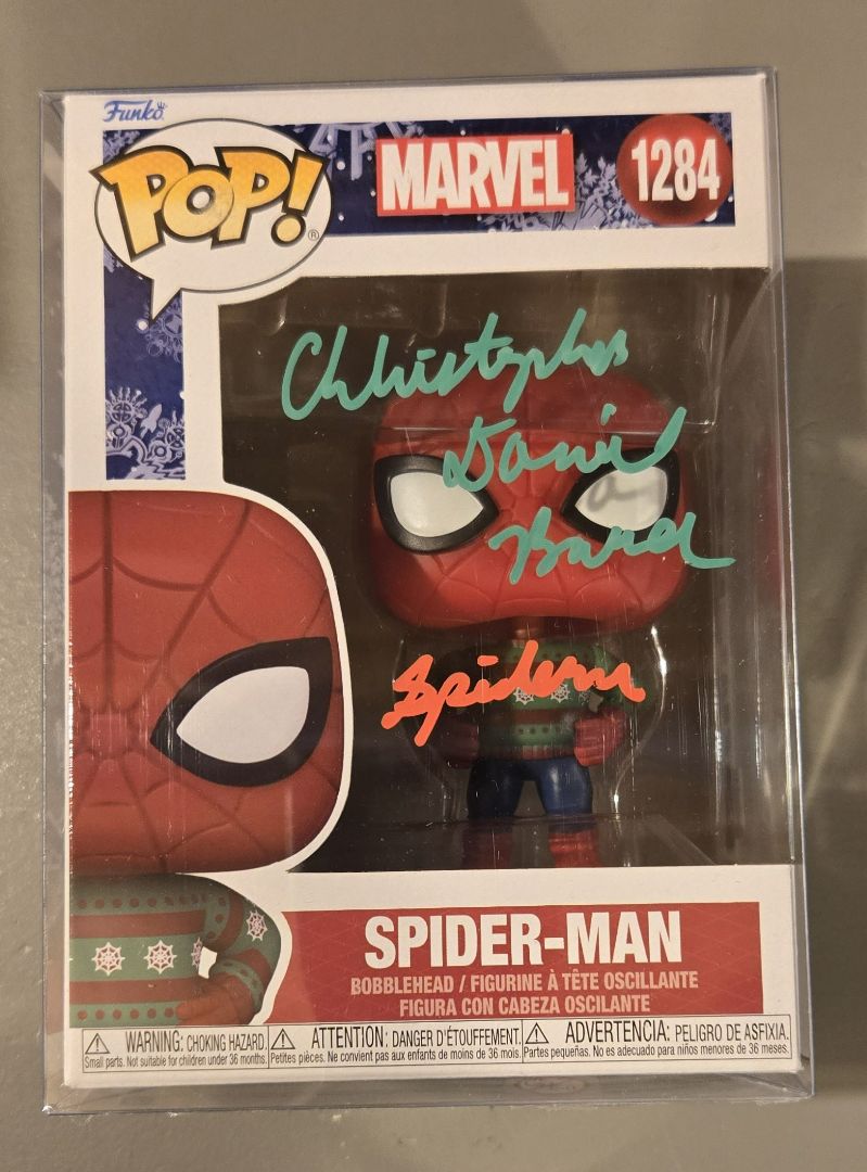 Spider-Man Funko Pop signed by Christopher Daniel Barnes