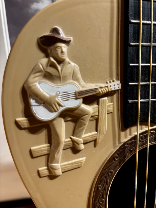 Tan Emenee Gene Autry Western Folk 1960's Plastic Toy Guitar, Small