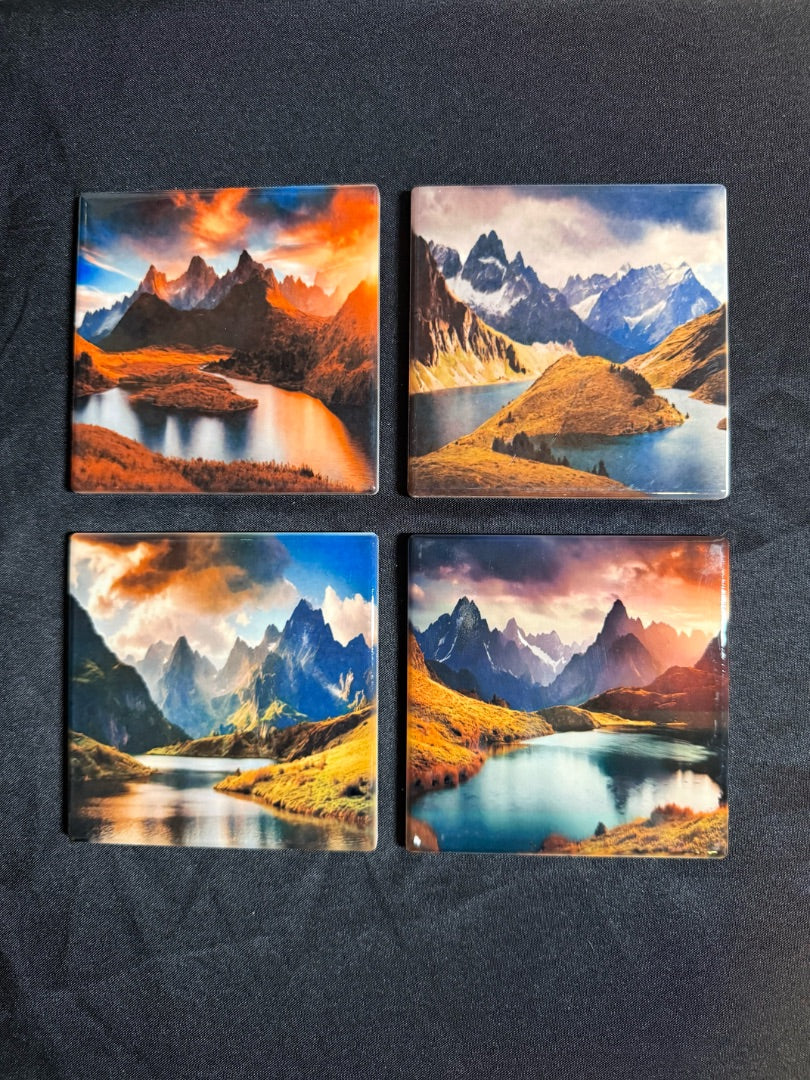 Square Ceramic Coasters Set of 4, 4x4