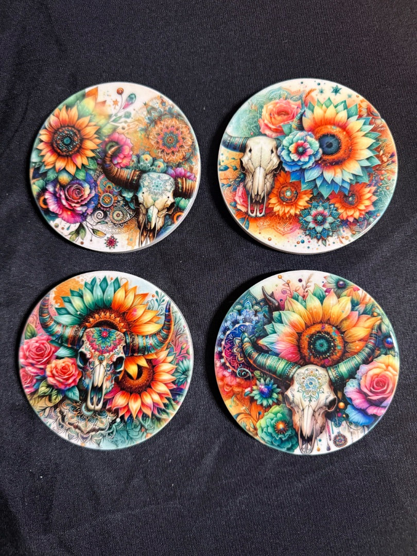 Round Ceramic Coasters set of 4