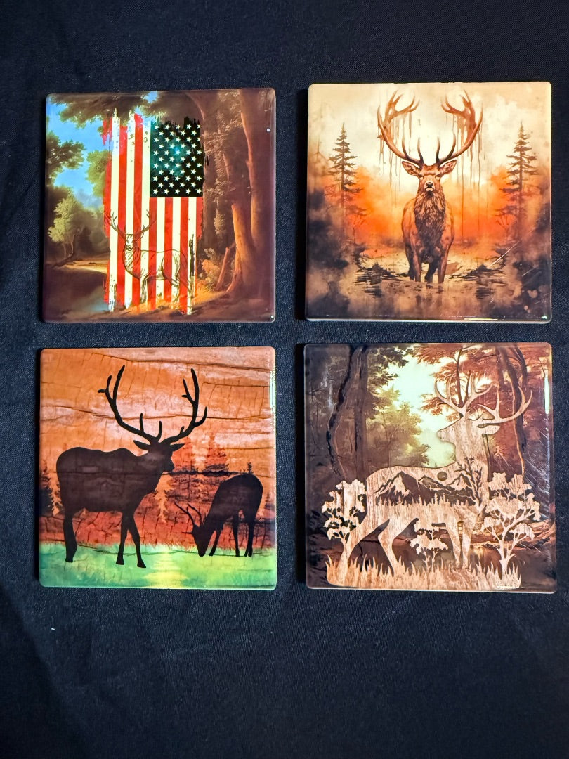 Square Ceramic Coasters Set of 4, 4x4