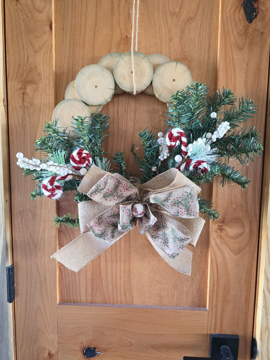 Wood Handmade Wood Slice Wreath, 17 x 17