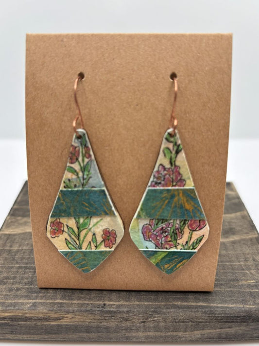 Hand-Painted Watercolor Earrings on Wood, 2"